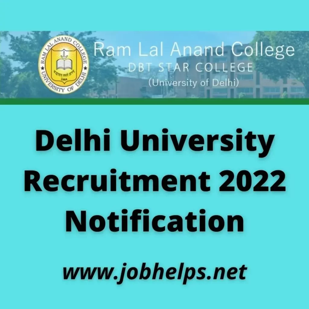 Delhi University Recruitment 2022 Notification : Check eligibility, pay Scale & Last Date