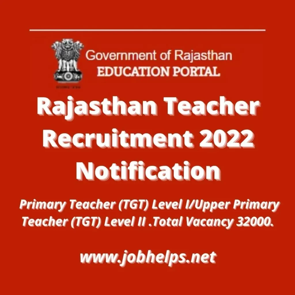 Rajasthan Teacher Recruitment 2022 Notification: Total Vacancies 32000. Check Eligibility, Pay Scale & Last Date