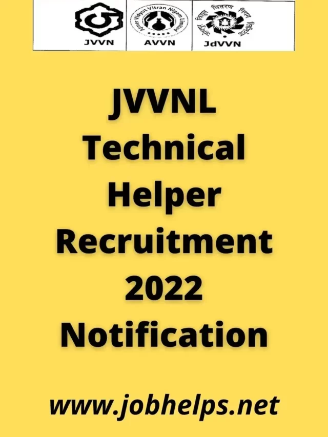 JVVNL Technical Helper Recruitment 2022 Notification